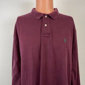 Vintage Ralph Lauren Polo Shirt Mens Size XL Red Long Sleeve Embroidered Logo